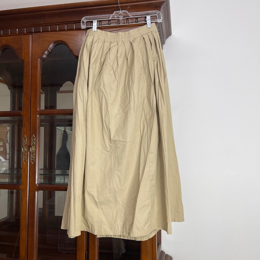 Westbound Womens Khaki Tan Cotton Button Front Pleated Maxi Skirt Size 12 - Picture 4 of 5